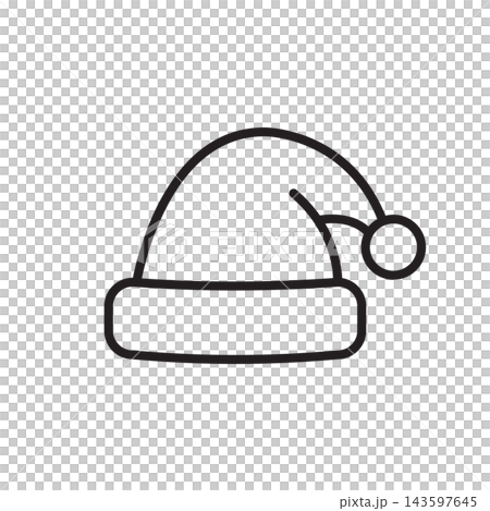 Simple black and white line icon of Santa Claus hat for Christmas and holiday design. Simple black and white line icon of Santa Claus hat for Christmas and holiday design. 143597645