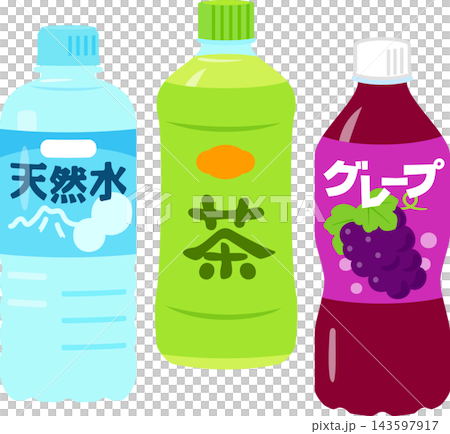 A set of illustrations of beverages in 500ml PET bottles. A set of illustrations of beverages in 500ml PET bottles. 143597917