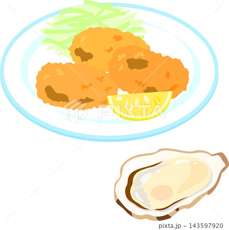皿に盛った牡蠣フライ 皿に盛った牡蠣フライ 143597920