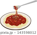 フォーク付きのミートソーススパゲティ 143598012
