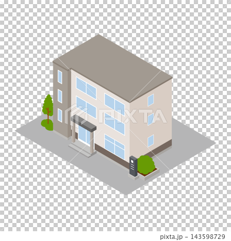 Isometric illustration of a three-story building. Isometric illustration of a three-story building. 143598729
