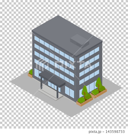 Isometric illustration of a five-story black office building Isometric illustration of a five-story black office building 143598733