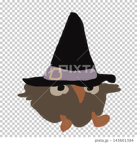 Owl wearing a witch's hat Owl wearing a witch's hat 143601384
