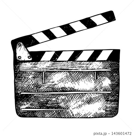 Classic movie clapperboard. Sketch vector illustration. Classic movie clapperboard. Sketch vector illustration. 143601472
