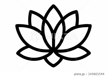 Minimalist Lotus Flower Line Art Icon Minimalist Lotus Flower Line Art Icon 143601544