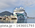 北海道函館市函館港に寄港するクルーズ船ノルウェージャン・ジェイド号の風景を撮影 143601793