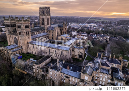 Aerial of Durham Cathedral in Winter Aerial of Durham Cathedral in Winter 143602273