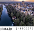 Drone shot of Durham Cathedral and River Wear 143602274