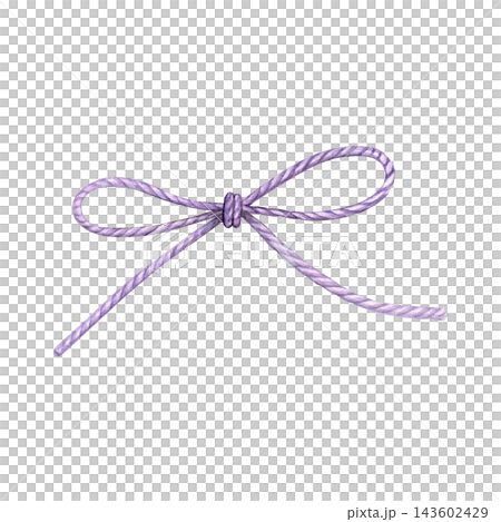 Purple twisted cord bow. Hand-painted watercolor illustration with a natural textured finish. Ideal for rustic designs, gift packaging, nautical themes, wedding invitations and decorative elements Purple twisted cord bow. Hand-painted watercolor illustration with a natural textured finish. Ideal for rustic designs, gift packaging, nautical themes, wedding invitations and decorative elements 143602429