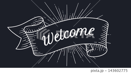 Welcome. Banner ribbon. Vintage engraved 143602775