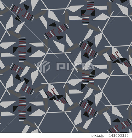 Textile motif seamless pattern. Abstract line shape geometric motif basic pattern continuous background. Man shirt all over print block.  143603333