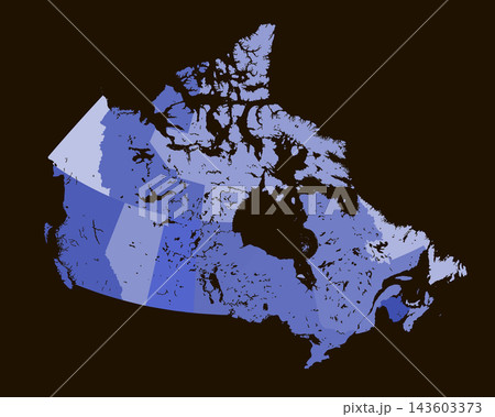 Map of Canada with states, sign silhouette. World Map Globe. Vector Illustration isolated on color background. North America continent 143603373