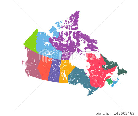 Map of Canada with states, sign silhouette. World Map Globe. Vector Illustration isolated on white background. North America continent 143603465