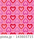 Seamless pattern with pink and red hearts, a cute, romantic background for Valentine's Day. 143603715