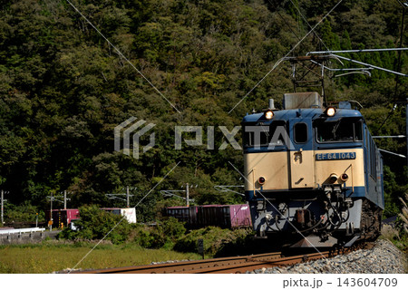 伯備線を走るEF641043コンテナ貨物列車 143604709