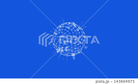 青い背景に浮かぶ光のネットワークで構成された球体のCG 青い背景に浮かぶ光のネットワークで構成された球体のCG 143604973