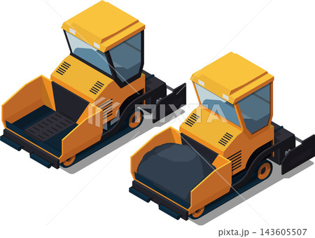 Asphalt paver road construction vehicle illustration Asphalt paver road construction vehicle illustration 143605507