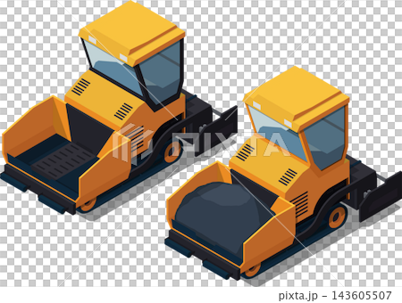 Asphalt paver road construction vehicle illustration Asphalt paver road construction vehicle illustration 143605507