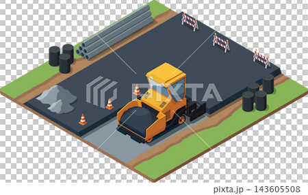 Road construction work isometric illustration Road construction work isometric illustration 143605508