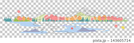 紅葉と山の風景イラスト　背景イラスト 143605714