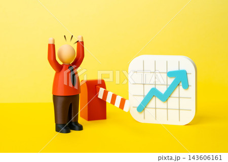 Businessman cut off from business profitability this season. Declining revenue and seasonal losses affect company growth, investment returns and financial stability amid rising costs 143606161
