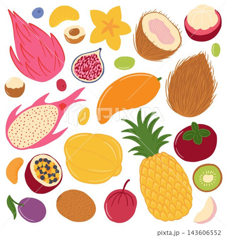 Set of tropical fruits Set of tropical fruits 143606552