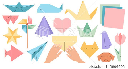 Origami objects flat vector set Origami objects flat vector set 143606693