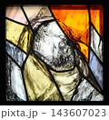 History of salvation - detail, stained glass window by Sieger Koder in church of Saint Bartholomew in Leutershausen, Germany 143607023