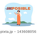 From impossible to possible mindset. Overcoming limits and achieving goals, positive thinking, creativity motivation, confidence and personal development vector cartoon isolated optimism concept 143608056