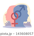 Gender equality. Male and female symbols, diversity and inclusion, relationships and social discussion of roles, tolerance support, discrimination sign vector cartoon isolated concept 143608057