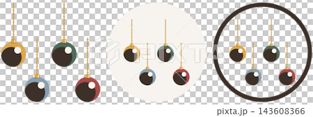 A set of icon illustrations with four color variations of ornaments / Chris (standard, round background, and circular frame) A set of icon illustrations with four color variations of ornaments / Chris (standard, round background, and circular frame) 143608366