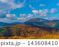 北海道・大雪山連峰と紅葉の大パノラマ空撮風景 143608410
