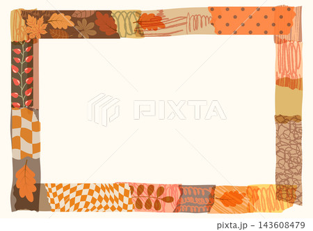 Autumn brown and orange rectangle vector washi tape frame, Scrapbook paper border for fall and Thanksgiving invitations and packaging design Autumn brown and orange rectangle vector washi tape frame, Scrapbook paper border for fall and Thanksgiving invitations and packaging design 143608479