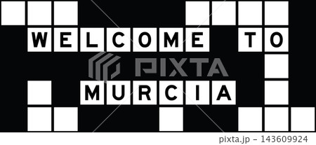 Alphabet letter in word welcome to murcia on crossword puzzle background Alphabet letter in word welcome to murcia on crossword puzzle background 143609924