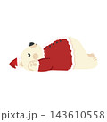 Sleepy Christmas Polar Bear in Red Santa Outfit 143610558