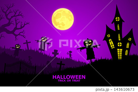 Halloween background design with spooky pumpkins 143610673
