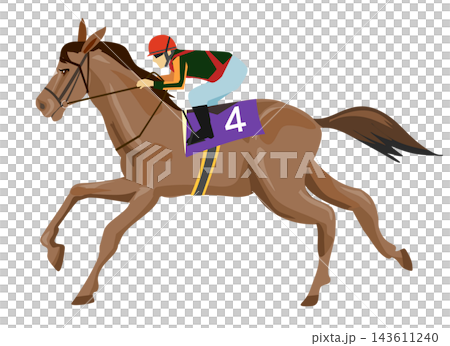 Illustration of a racing horse and jockey Illustration of a racing horse and jockey 143611240