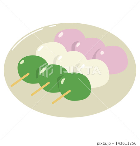 3本の三色団子のイラスト 3本の三色団子のイラスト 143611256