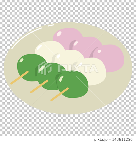 3本の三色団子のイラスト 3本の三色団子のイラスト 143611256