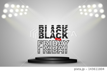 Trendy stand to showcase your products during Black Friday sales.  143611804