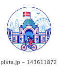 Tivoli Gardens Copenhagen Landmark Line Icon 143611872