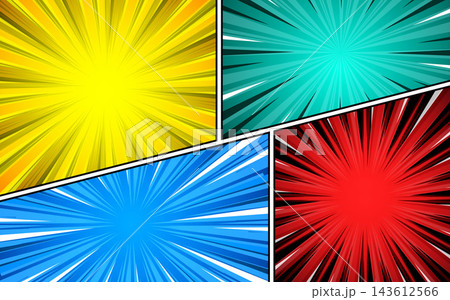 Horizontal comic book background with various pop art style effects. Blank template.  143612566