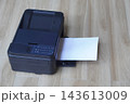top view and side old black printers and white paper on wooden background, technology, object, comfortable, work, copy space 143613009