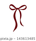 Burgundy Ribbon Bow with Long Flowing Tails Isolated on White Background 143613485