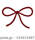 Burgundy Ribbon Bow with Wide Rounded Loops and Curved Tails on White 143613487
