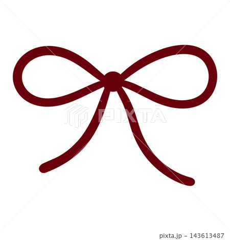 Burgundy Ribbon Bow with Wide Rounded Loops and Curved Tails on White Burgundy Ribbon Bow with Wide Rounded Loops and Curved Tails on White 143613487
