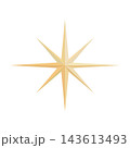 Golden Eight Point Starburst with Faceted Rays Isolated on White Background 143613493