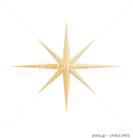 Golden Eight Point Starburst with Faceted Rays Isolated on White Background 143613493
