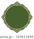 Round Green Ornamental Frame with Cream Flourishes and Blank Center 143613494