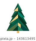Geometric Emerald Christmas Tree with Gold Facets and Trunk on White 143613495